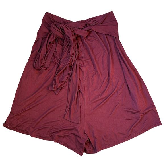 FP Beach Free People Beach Tie Front High Waisted Shorts in Maroon Size XS - Picture 1 of 4